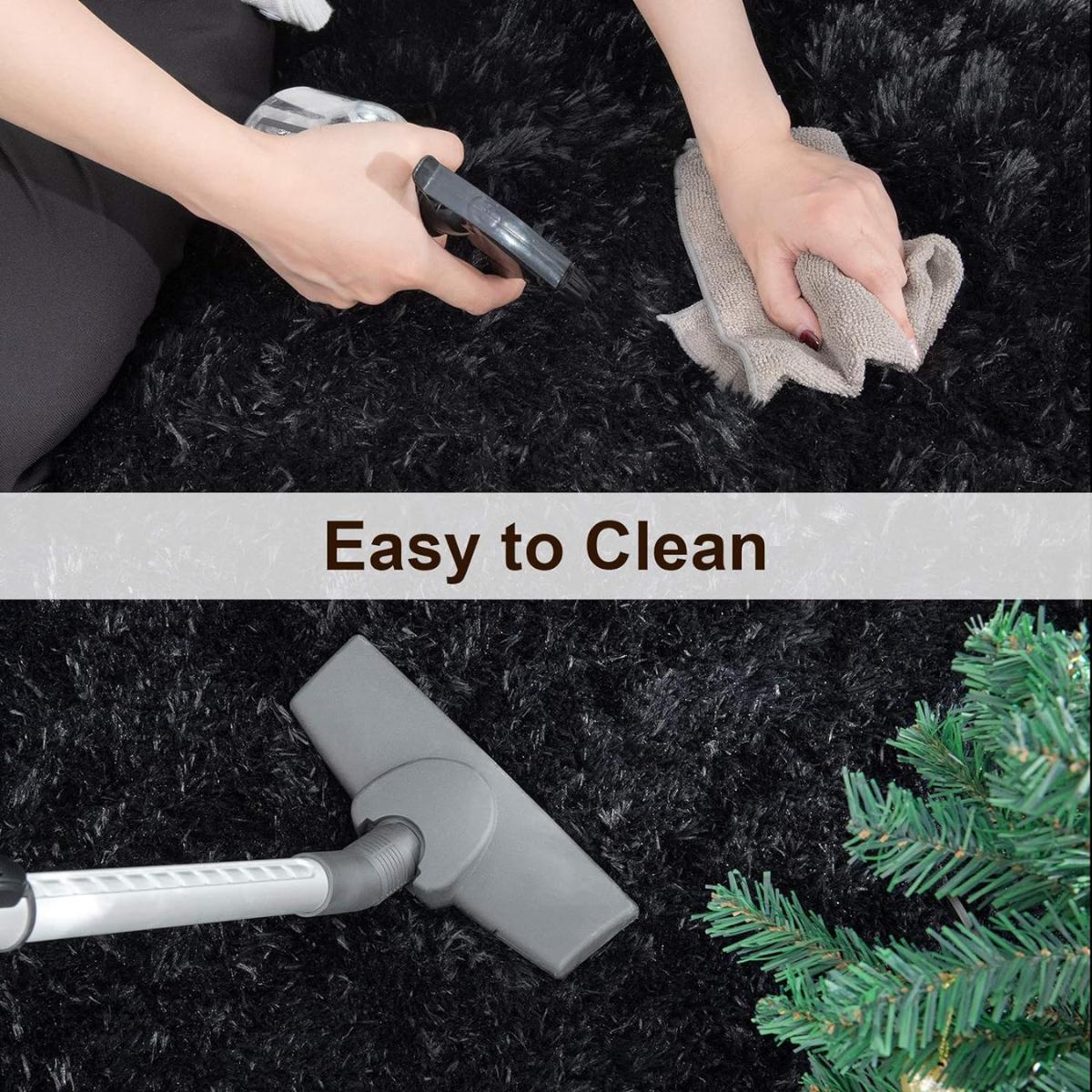 Super Soft Shaggy Rugs Fluffy Carpets, 4x5.9 Feet, Indoor Modern Plush Area Rugs for Living Room Bedroom Kids Room Nursery Home Decor, Upgrade Anti-Skid Rectangular Fuzzy Rug, Black