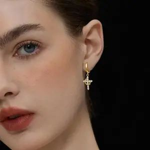 FUNSANNY Crown Cross Earrings 3 Pairs Gold Hoop Earrings Set Trendy Small Hypoallergenic Dangle Cartilage Huggie Hoop Cross Earrings for Christmas