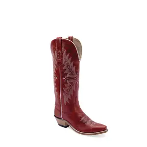 Old West Womens Western Red Leather Cowboy Boots