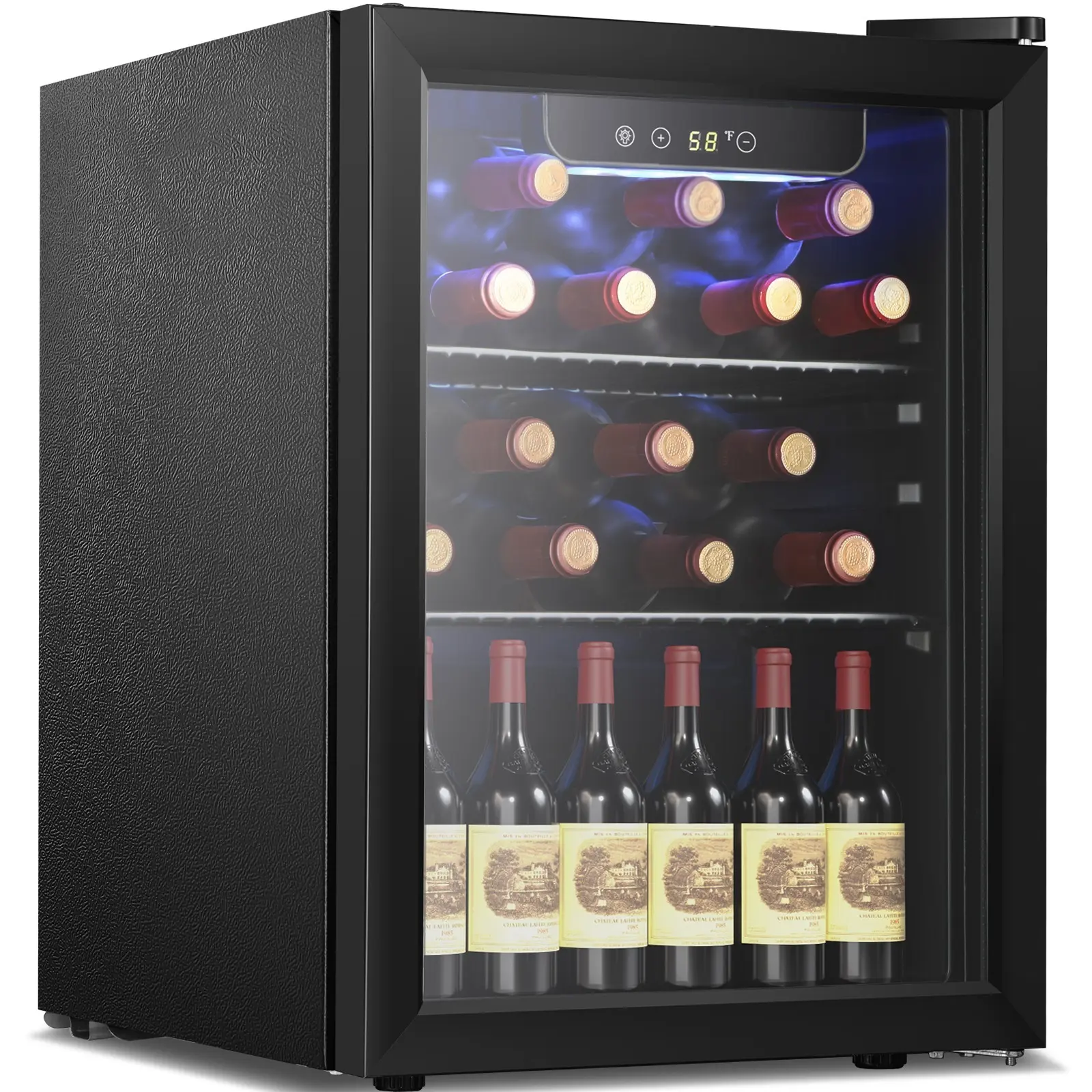 Antarctic Star Compact Beverage Refrigerator Cooler - 1.7Cu.Ft Black, 68 Can/16 Bottle Capacity, Glass Door, Knob Control, Drink Dispenser, LED Lights, Touch Screen, Reversible Door, Removable Shelf, for Home & Bar