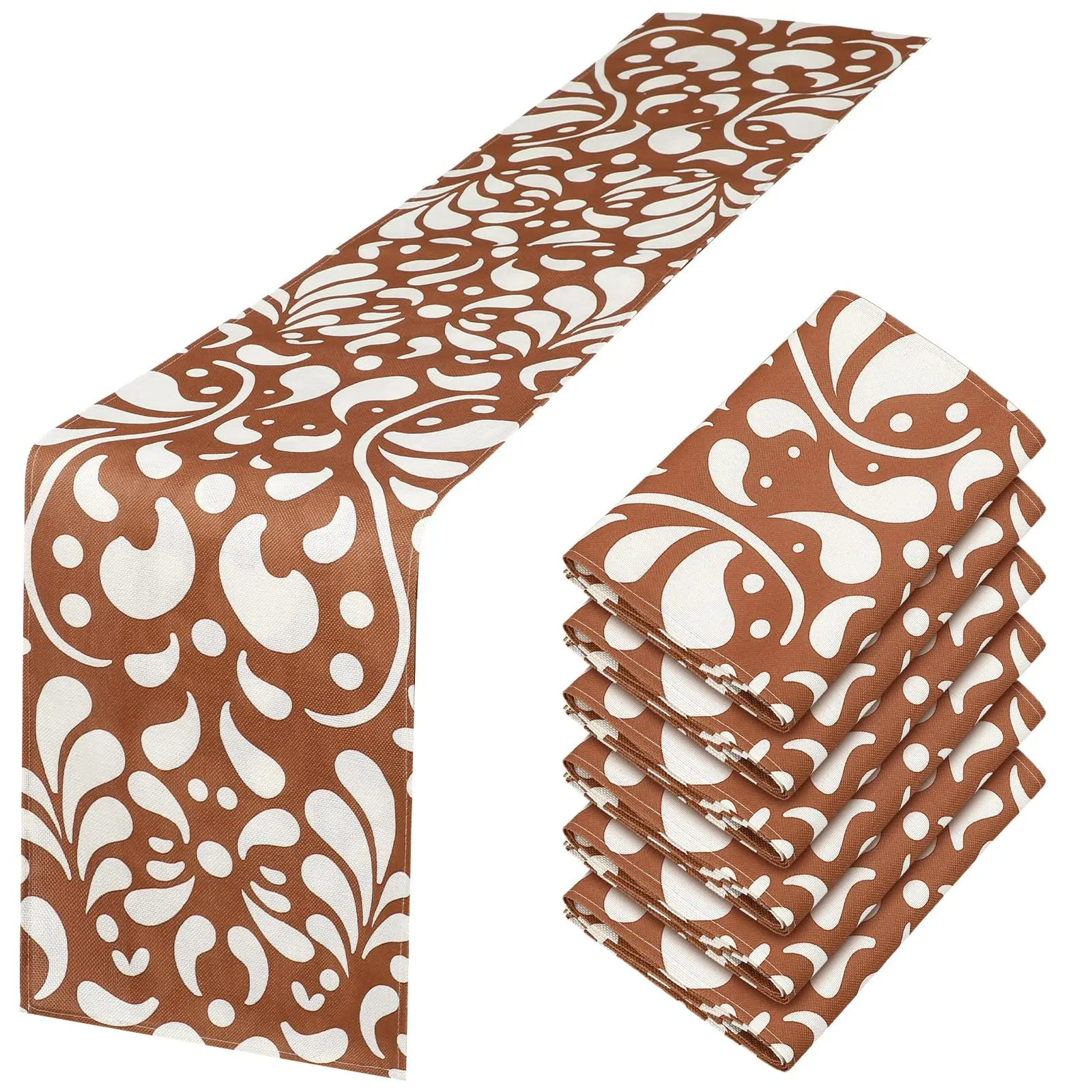 Mexican Table Runners (3/6 Pcs) - Cielito Lindo Talavera Barro Papel Picado Style, Kitchen Dining Decoration, Festive Mexico-Themed Table Covers for Taco Tuesday Cinco de Mayo Latino Parties