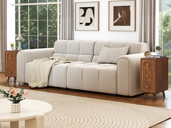 Giratree Small Nightstand with 3 Drawers, Narrow Bedside Table Vintage Skinny Night Stand with Storage, Wood Slim Side Table for Bedroom, Small Spaces, Living Room