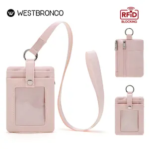 [New In]WESTBRONCO Small Lanyard Wallet with ID Window, Minimalist RFID Nylon Coin Pouch with 2 Zipper Pockets, Neck Badge Wallet, Waterproof Card Holder Wallet for Cards, Cash, Travel, teacher, nurse, student MEN WOMEN