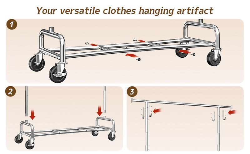 BePatio Clothing Rack for Drying,  Extendable & Height Adjustable Coat Clothing Rack with 4 Hooks for  Bedroom,Laundry,Outdoor,Clothing Store, Clothes Racks for Closet Holds Up to 220LBS,Portable Rolling Garment Rack with Lockable Wheels