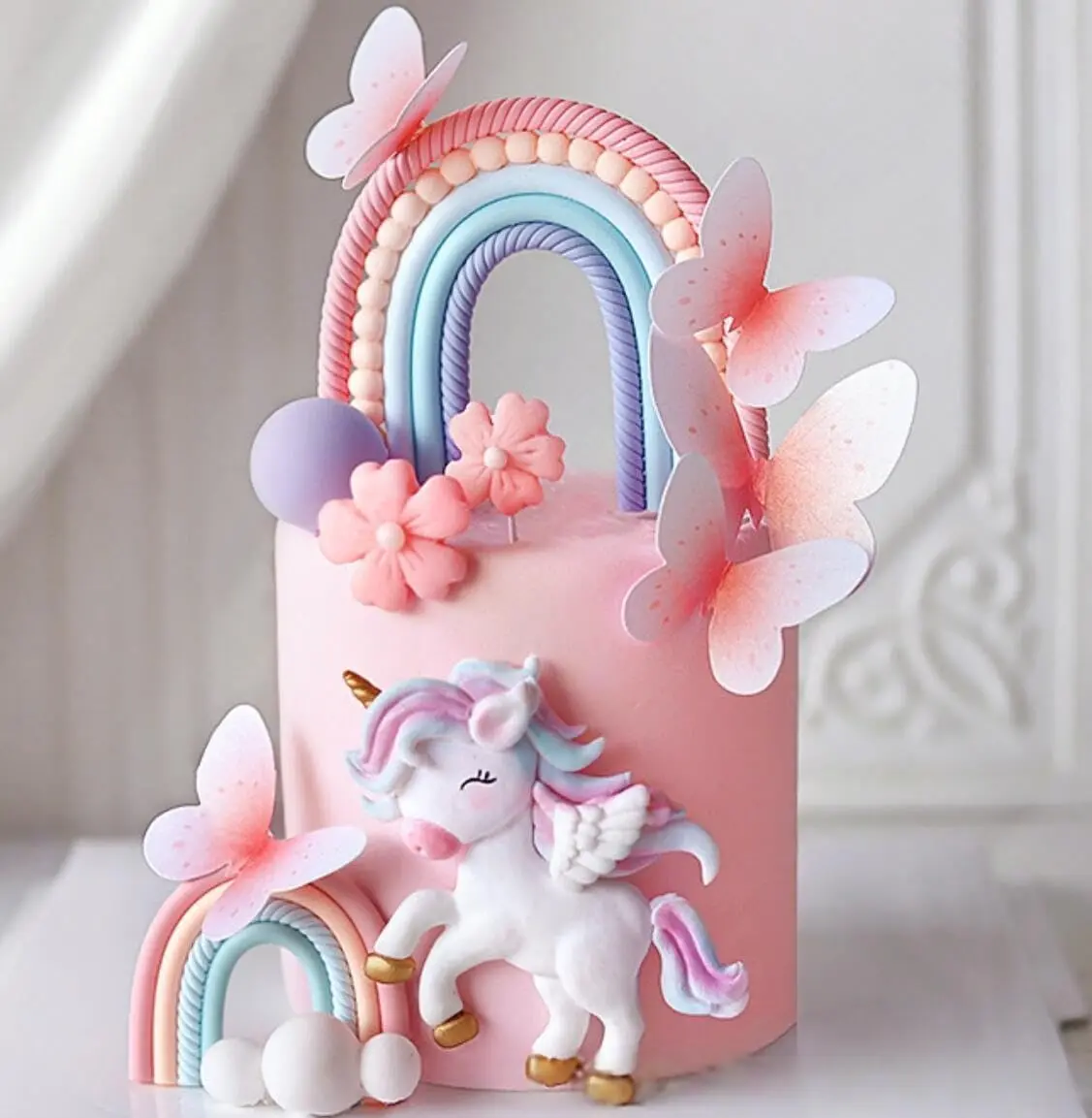 Pony Unicorn Cake Decoration Unicorn Cake Topper Pony Rainbow Cake Topper Unicorn Party Favors Birthday Cake Decoration for Girl Colorful Figurine Set Magical Ornaments