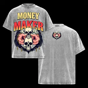 Skull Graphic Cotton T-Shirt Menswear Top Breathable Cropped Oversize Day Casual Comfy Streetwear Casual Letter Print