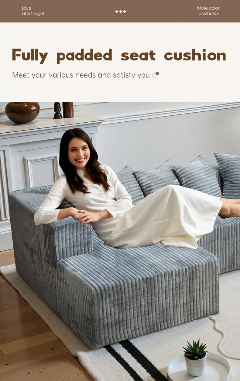 【3 Packages shipping】133"Large modular sofa with 8 pillows and double lounge chairs, U-shaped no assembly required, deep seat modular cloud sofa 【3 Packages shipping】133"Large modular sofa with 8 pillows and double lounge chairs, U-shaped no assembly required, deep seat modular cloud sofa