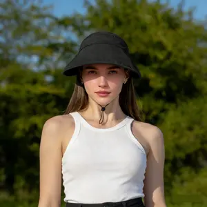 Soft cotton foldable sun-proof open-top hat breathable wide-brim hat face-covering casual versatile outdoor travel summer sun hat
