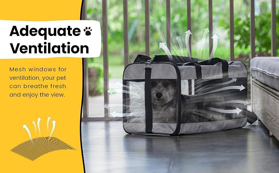 Cat Carrier Soft-Sided Dog Carrier with Inner Safety Leash  Airline Approved Durable Polyester Steel Frame Breathable Mesh Windows Easy Storage pet travel gear puppy pouch