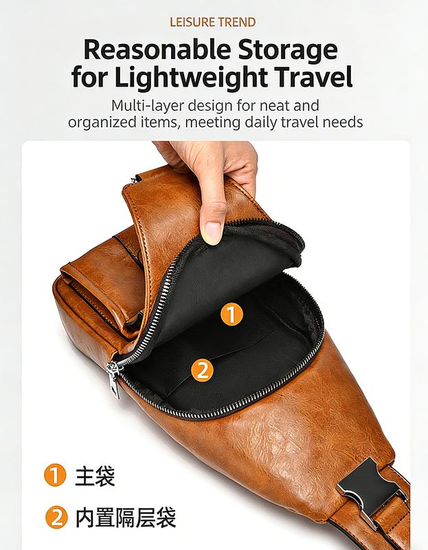 Men Water-Resistant Lychee Texture PU Crossbody Sling Fits Phone Wallet Daily Commute Work School Anime Inspired Small Black Tote Bag Large Capacity Waterproof Travel RFID Multi-Slot Bat Matte Minimalist Green Drywall Tool brown shoulder