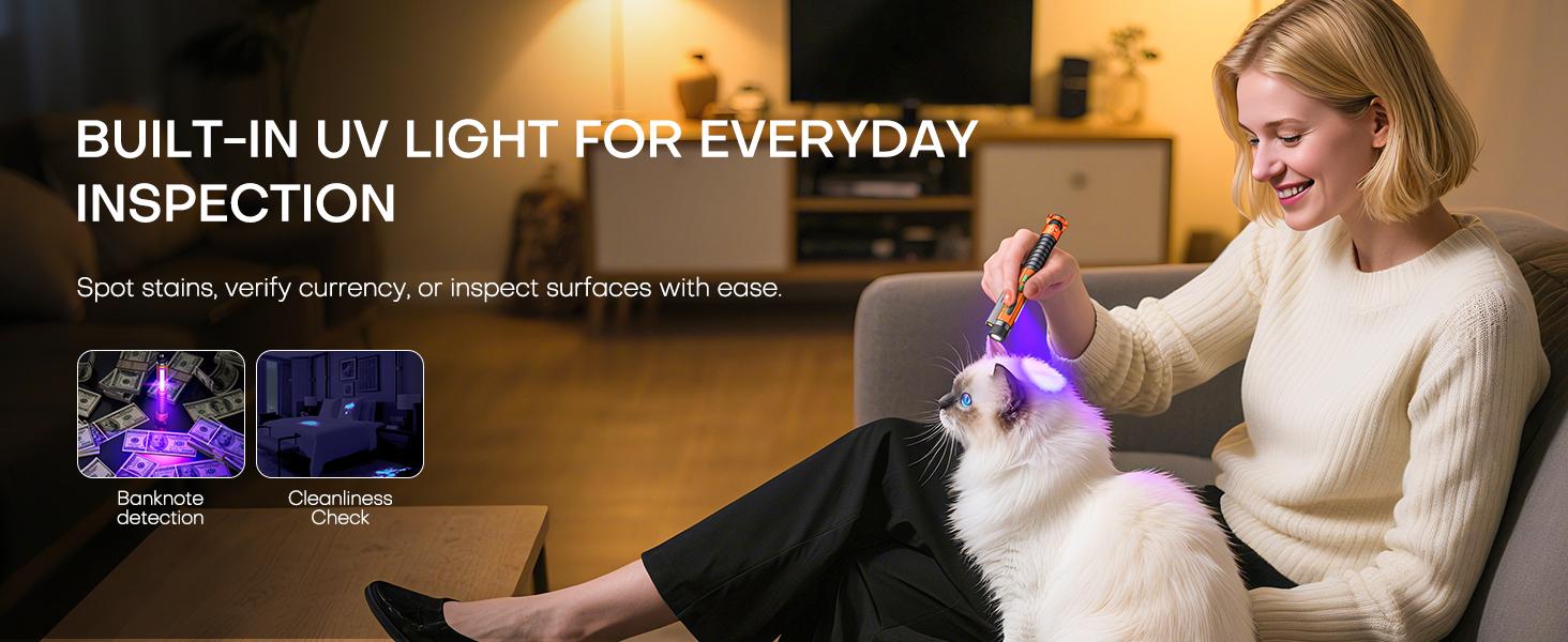 EDC Flashlight Rechargeable,800 Lumen Small Flashlight with Magnetic Clip & Base, 11 Modes LED Flashlight,Glass Breaker&Bottle Opener, USB-C Flashlight for Working,Home and Emergency