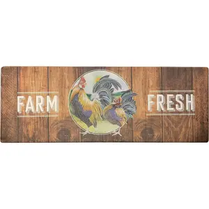 Upnupco Artistic Anti-Fatigue Kitchen Floor Mat - Unique Memory Foam Mat for Pain Relief - 47" x 17.5" x 10mm - Ideal for Sink Area - Rooster Design UpNUpCo