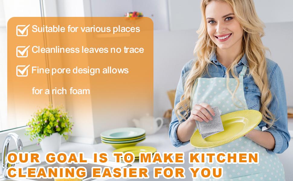 20 Counts Double-layer Silver Dishcloth for Kitchen, Sinks, and Pans, Non-Scratch, Reusable, Washable, Steel Wire, Multipurpose Cleaning Cloth for Wet and Dry Use