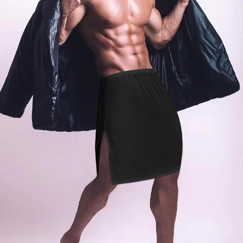 BELY Men's Modal Loose Long-Sleeve Plain Preppy Casual Split Robe - Menswear Sleepwear & Loungewear for Relaxation, Nightwear
