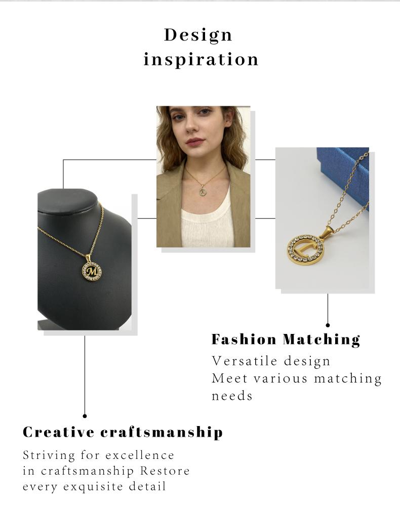 GGIRL 18K Gold Plated Round Artificial Zircon Letter Necklace for Women Men Elegant Durable Design Unique Versatile Daily Wear Special Events Exquisite Jewelry Gift Fashion Jewelry Gift for Holiday Haul Christmas Birthdays Anniversaries Alphabet Pendant