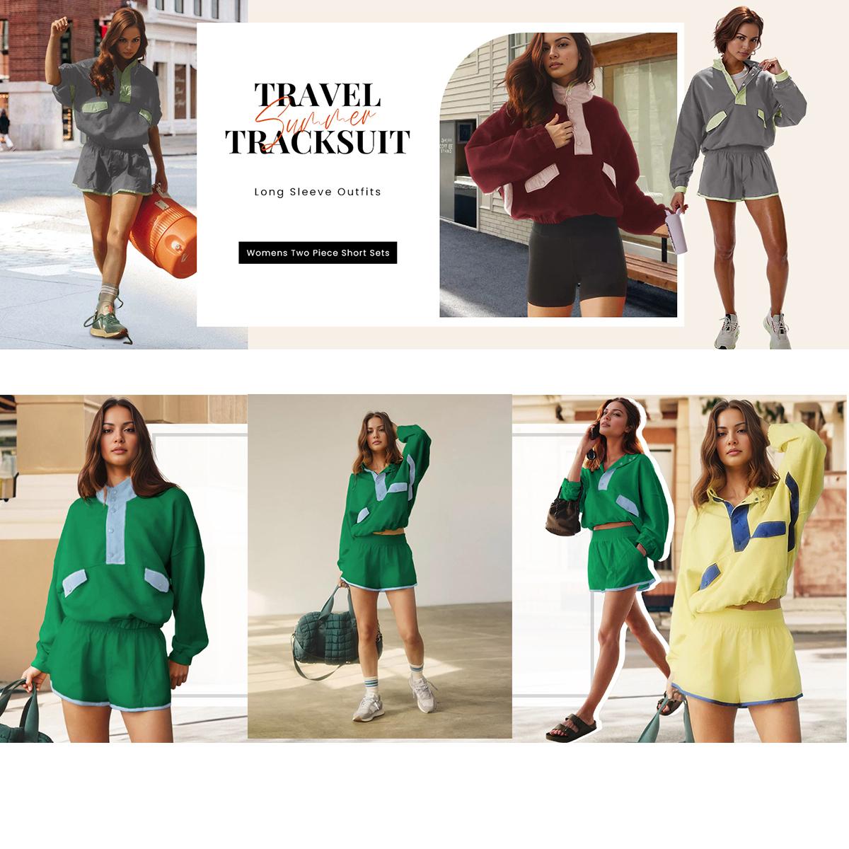 Kingapril Women's Two Piece Short Sets Summer Lounge Sweatsuits Long Sleeve Outfits Travel Tracksuit with Pocket Womenswear Clothes