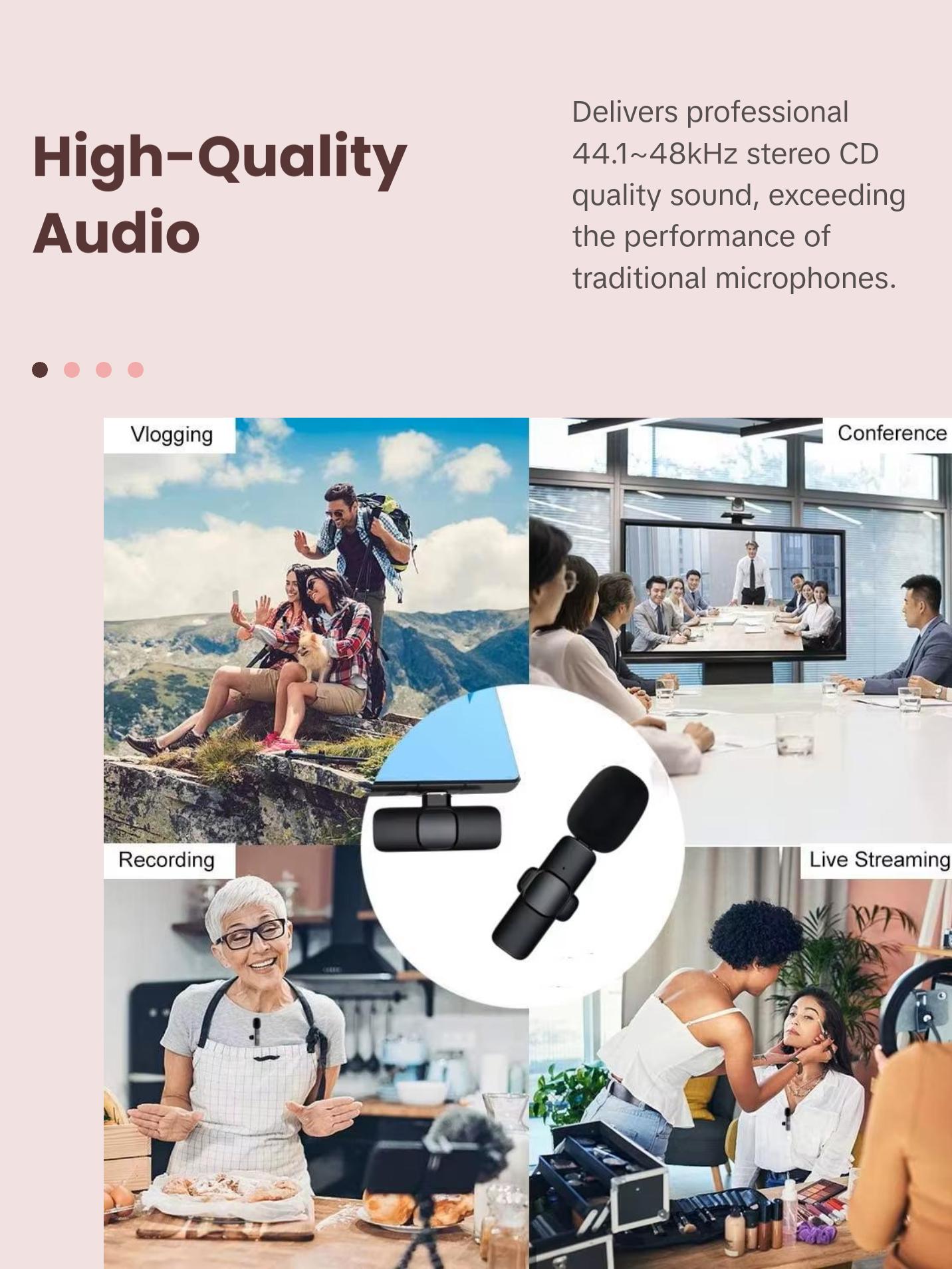 Wireless Lavalier Microphone Portable Audio Video Recording Mini Mic for Iphone Android Live Broadcast Gaming Phone Mic WIFIT