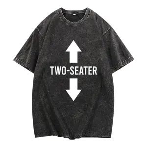 Two-seater graphic Vintage washed cotton T-shirt in cotton and comfortable black, unisex