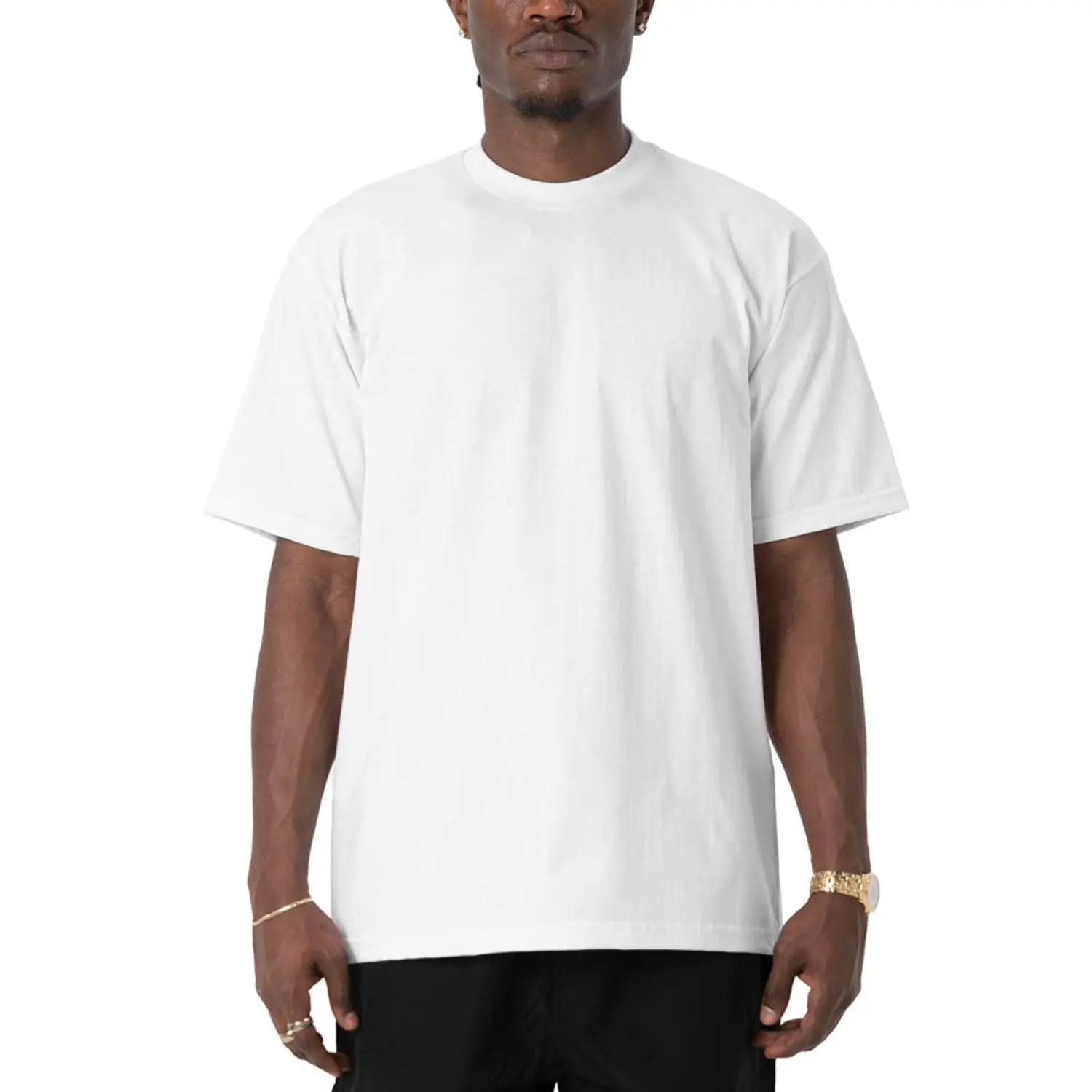 Pro Club Men's Short Sleeve Round Neck T-Shirt - Durable, Shape-Retaining Heavyweight Cotton, Machine Washable Casual Menswear Top