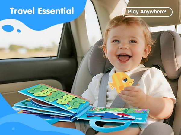 hahaland Ocean Busy Book for Toddlers 1-3, Montessori Toys Sensory Activity Busy Board, Travel Toy for 1 2 3 Year Old Boys Girls, Educational Fine Motor Skills Learning Toy, Toddler Birthday Gift