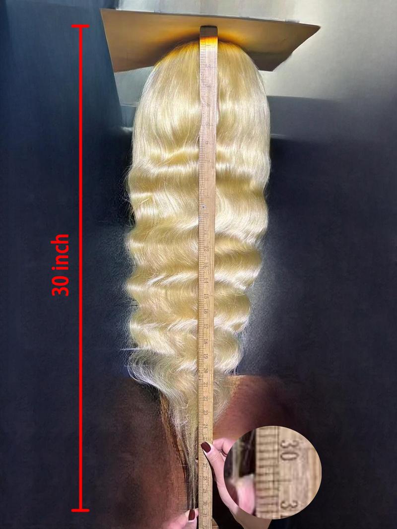 Anyweek 613 Lace Front Wig Human Hair Body Wave Blonde Wig 13x4 HD Transparent Lace Frontal Wigs Pre Plucked Glueless Wigs for Women