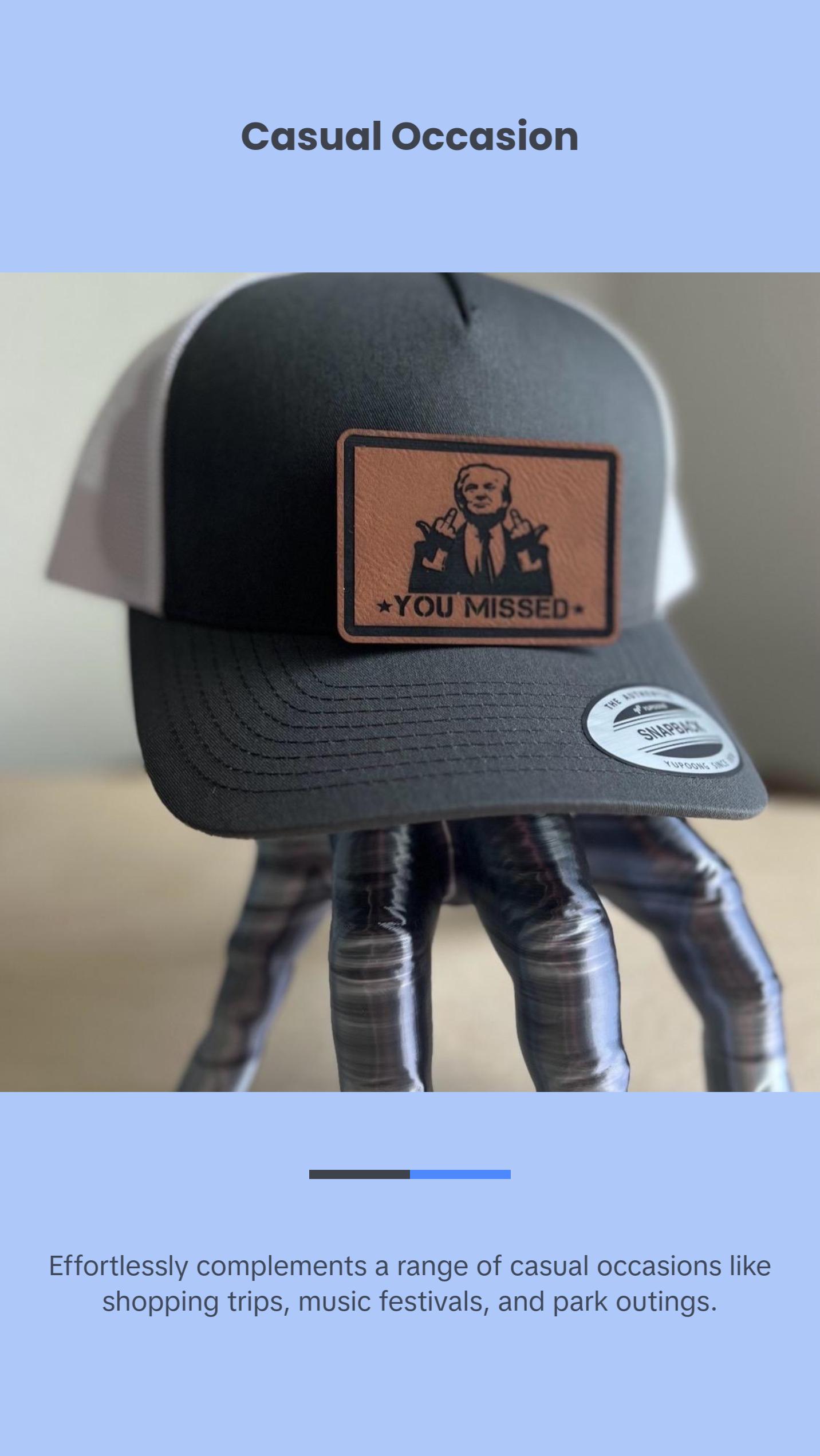 You Missed Trump 2024 SnapBack Hat leather patch