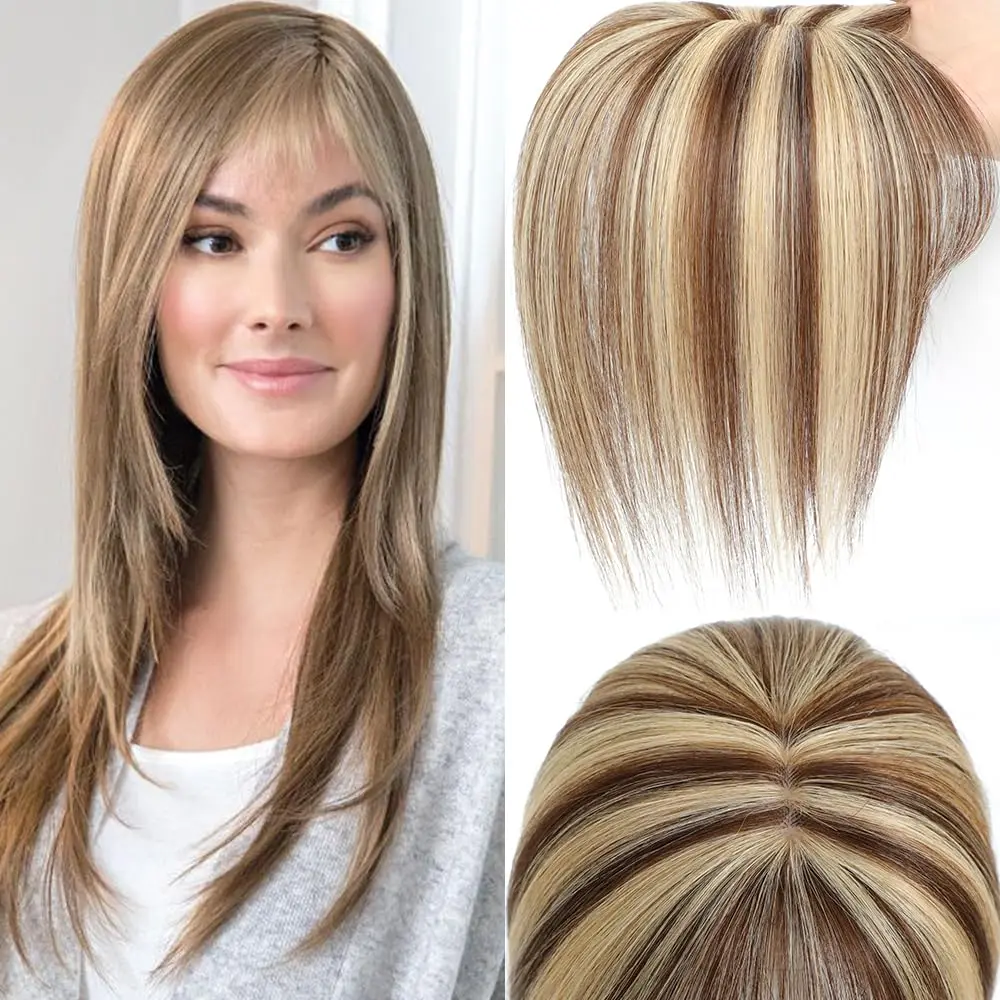 Real Human Hair Topper with Realistic Scalp Line for Thinning Hair Amazon.com : OLLAVO Hair Toppers for Women Real Human Hair  main image 4