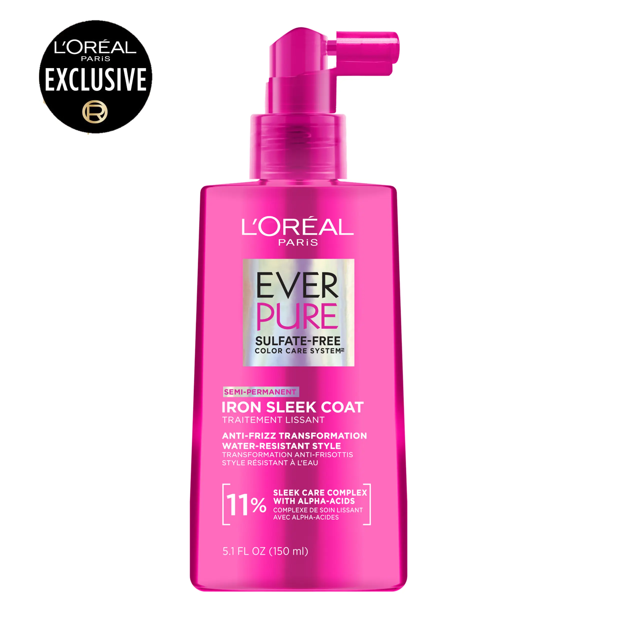 Iron Sleek Coat, Smoothing Treatment, Frizz Resistance, Water-Resitant, Sulfate Free, All Hair Types, L'Oreal Paris