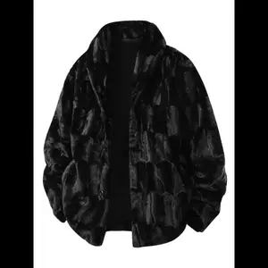 Men's Winter Faux Fur Jacket, High-End Fashion Casual Loose-Fit Sweater Coat, Warm Skin-Friendly Thick Fabric Outerwear