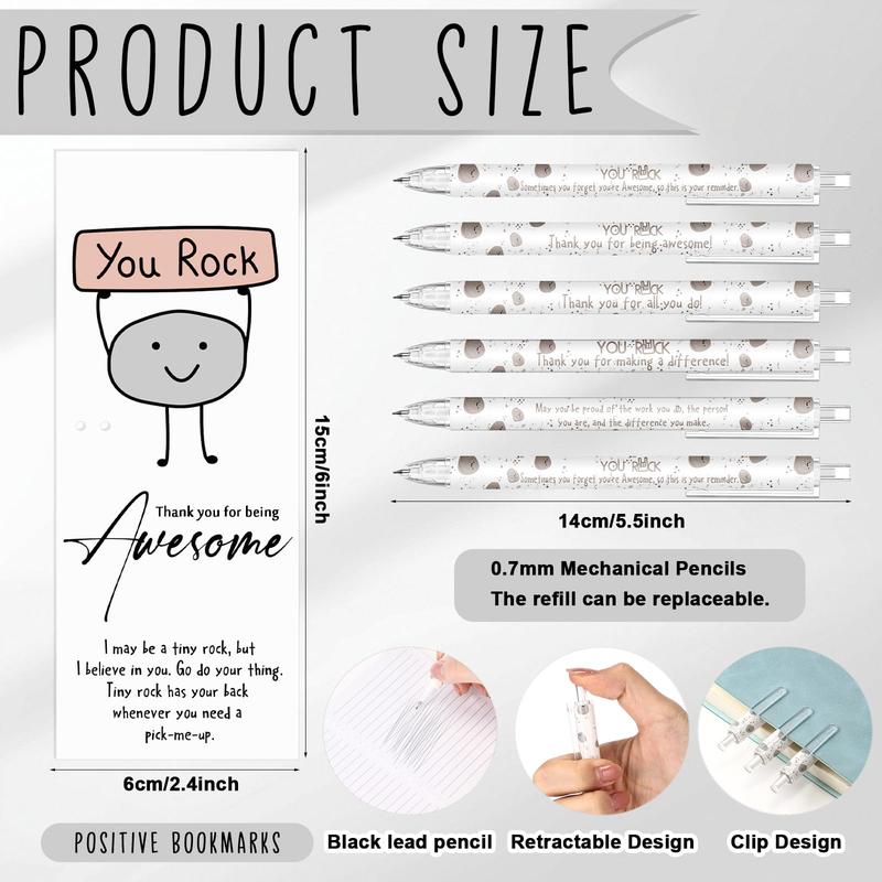 Positive Mechanical Pencil 0.7mm Pencil with Inspirational Bookmarks Easter Gifts for Students Teacher Appreciation Spring Classroom Rewards Bulk  Easter Basket Stuffers Art Supplies  Employee Appreciation Gift Creative Stationery(6 Style)