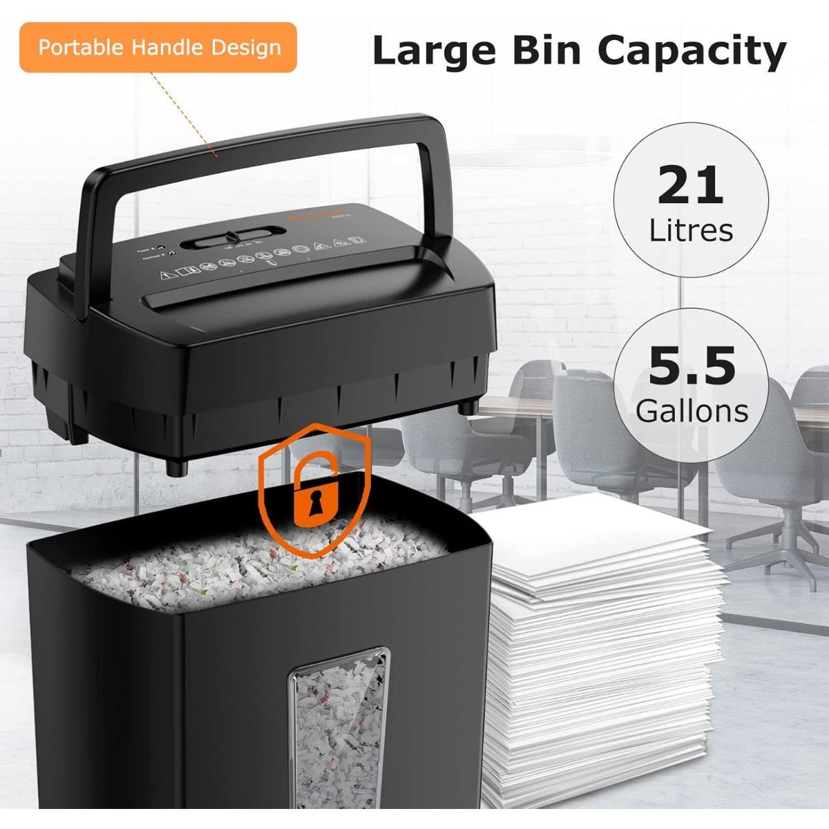 Bonsaii 12-Sheet Cross Cut Paper Shredder, 5.5 Gal Home Office Heavy Duty Shredder for Paper, Credit Card,Mail,Staples, High Security Level P-4 C275-A