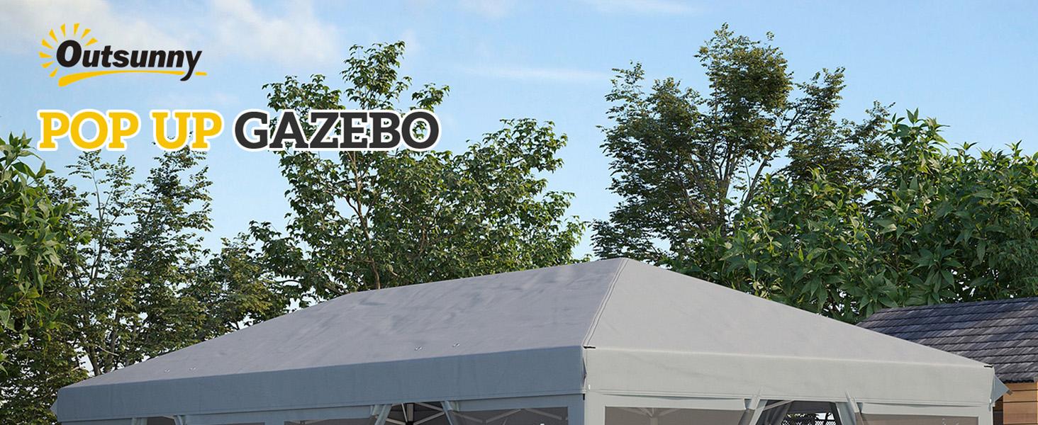Outsunny 10' x 10'/10' x 20' Pop Up Canopy Tent with Netting, Heavy Duty Party Tent, Large Tents for Parties with Carry Bag for Outdoor, Garden, Patio