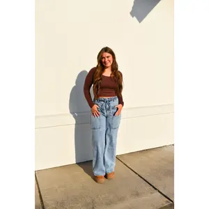 Basic Long Sleeve Scoop Neck: Brown