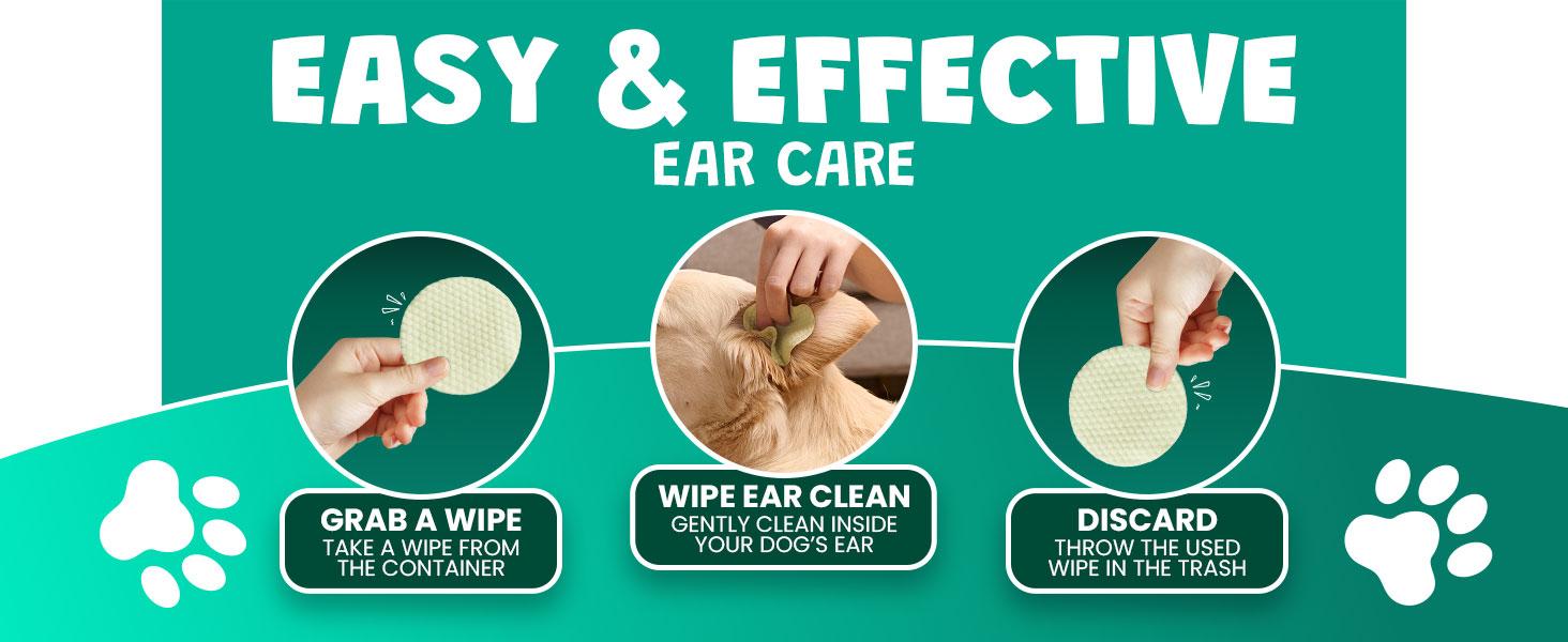 ScrubbyPet Dog Ear Wipes Extra Thick with Aloe & Eucalyptus 125 Count Hypoallergenic Cleaner with Pearl Texture for a Deeper Clean Scrubby Pet - Cleaning
