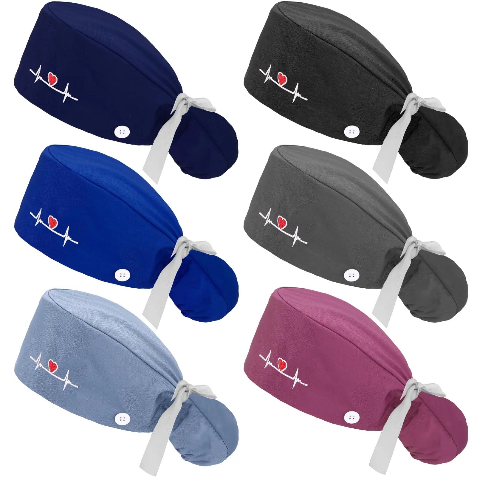 6 Pcs Scrub Caps Set,Nursing Cap Surgical Cap Animals with Buttons,Adjustable Breathable Turban Sweatband Tie Back Hats for Dentist Women Men,Halloween Christmas Party Fathersdaygift,Hand Tools Kits