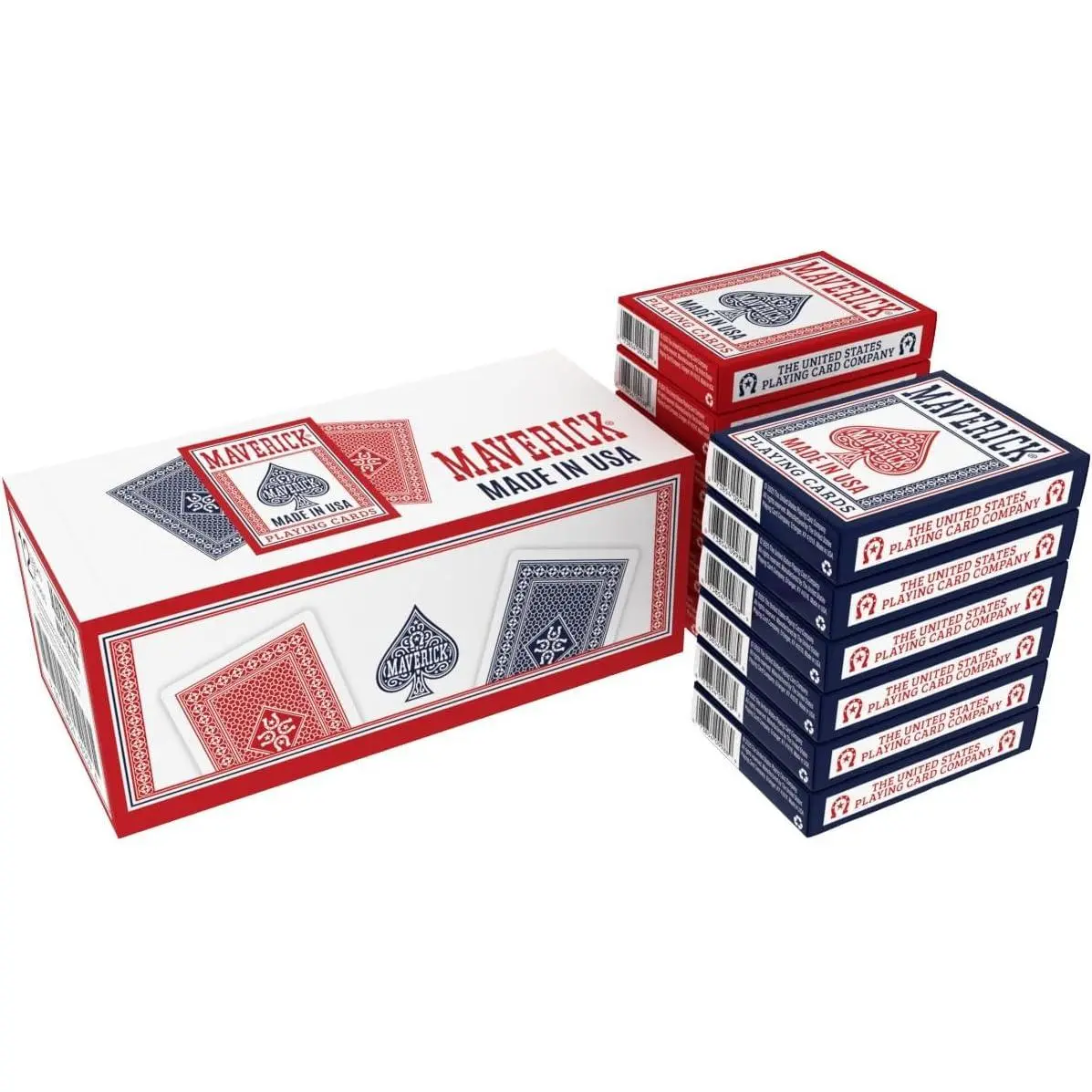 Maverick Card Set Brick - 12 Decks, Red & Blue, Standard Index, Made in USA, Ideal for Clubs, Players, Poker Nights, Suitable for 12 Years Above