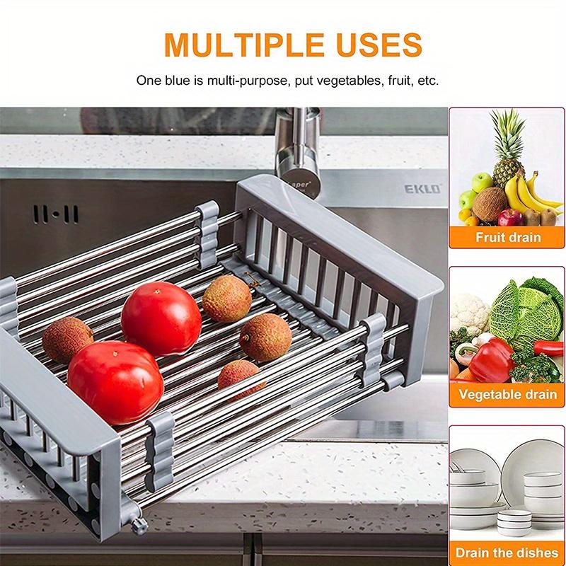 Drain Rack, Telescopic Draning Basket, Kitchen Basket, Home Dish Rack, Retractable Sink Shelf, Suitable For Rectangular Sink