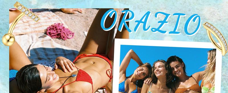 ORAZIO Gold Belly Button Ring Pack - 9Pcs Hypoallergenic Surgical Steel CZ Opal Pearl Clicker Floating Navel Piercing Jewelry for Women Comfortable 14G Bar Length