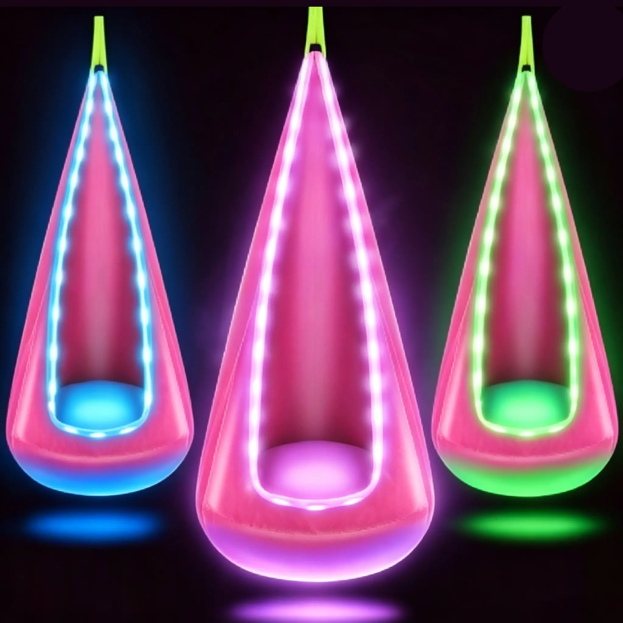 LED Light Up Hanging Pod Hammock Chair, Remote Adjustable Color Lighting Sensory Swing, 176 LBS Capacity, Indoor Patio Backyard Relaxing Seat