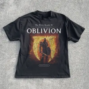 Oblivion RPG Vintage T-Shirt, Shield Warrior Fire Portal Graphic Tee, Retro Y2K Grunge Streetwear Comfort, Elder Scrolls Shirt, RPG Gamer Gift