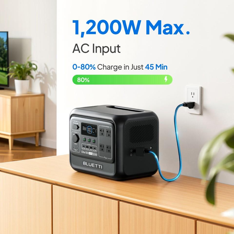 [LIVE] BLUETTI Elite 100 V2 1024Wh Portable Power Station, LiFePO4 Battery Solar Generator w/ 4 1800W AC Outlets (3600W Surge) Backup, 35% Smaller for Camping, Outages (Solar Panel Optional)