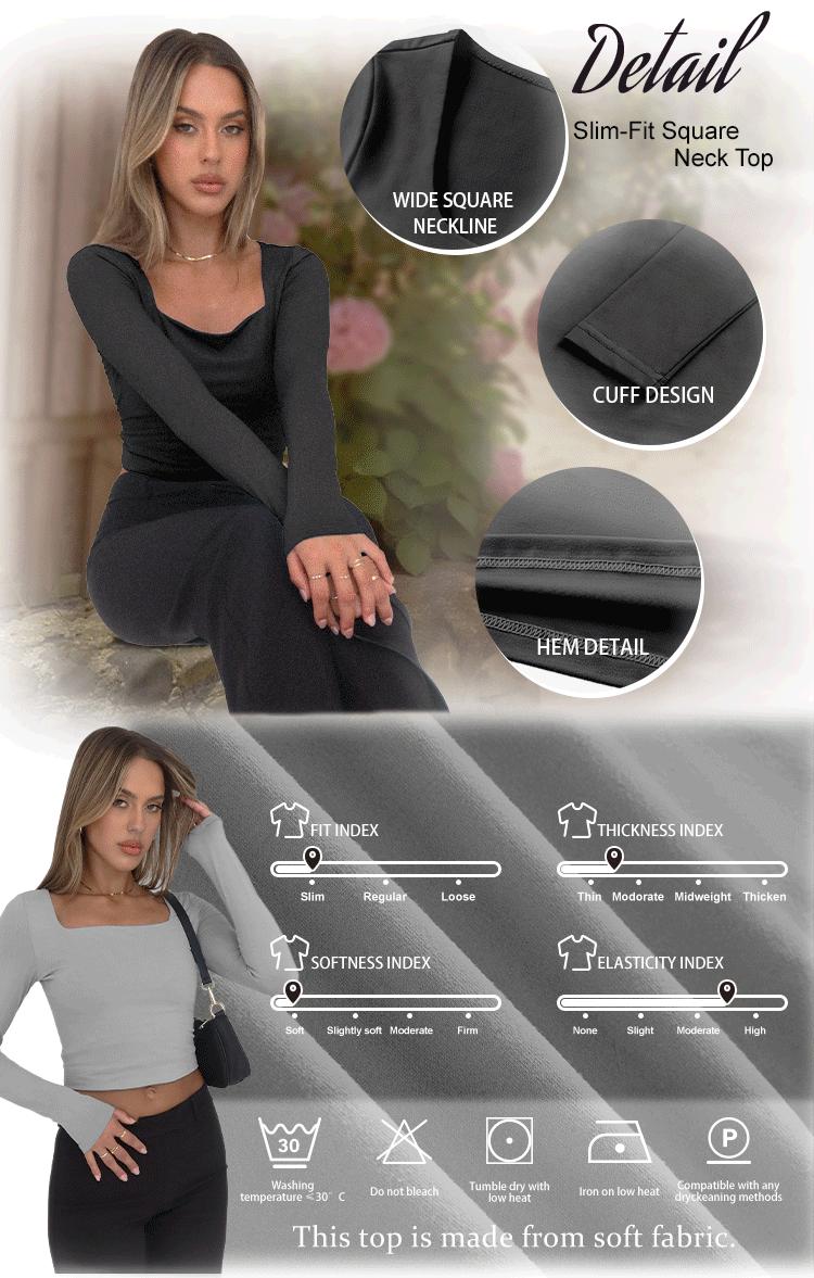 AUTOMET Women's 3 Pack Long Sleeve Crop Tops Slim Fit Y2K Fashion Basic Layering Shirts Haze Blue White Black Minimalist Casual Korean Style Everyday Womenswear Short - Summer SpringStatements