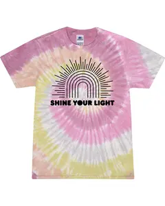 Shine Your Light Sunshine Rainbow Christian Unisex Tee Ladies Design Short Sleeve Tie Dye T-shirt