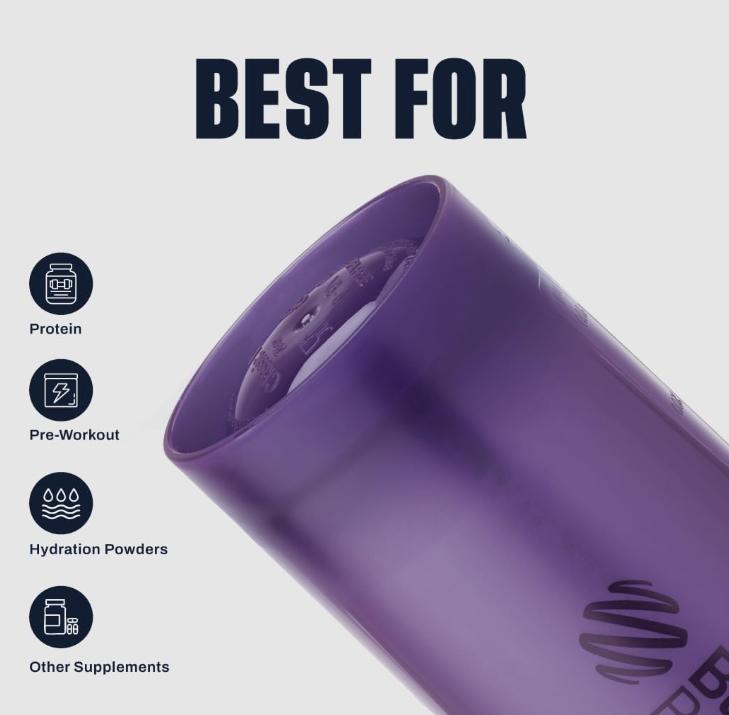 BlenderBottle Classic V2 Shaker Bottle Perfect for Protein Shakes and Pre Workout, 20oz, Full Color Purple
