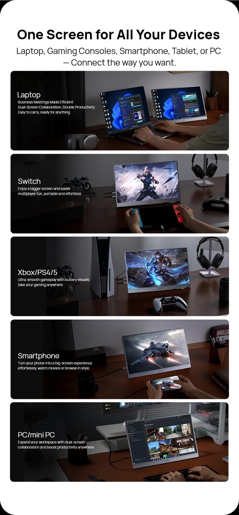 ARZOPA 16.1" 2.5K 180Hz Portable Gaming Monitor 107% sRGB 2560x1440 QHD 1080P Ultra Slim External Second Screen for Laptop PC PS5 Mac Xbox with Built-in KickStand & Dual Speakers