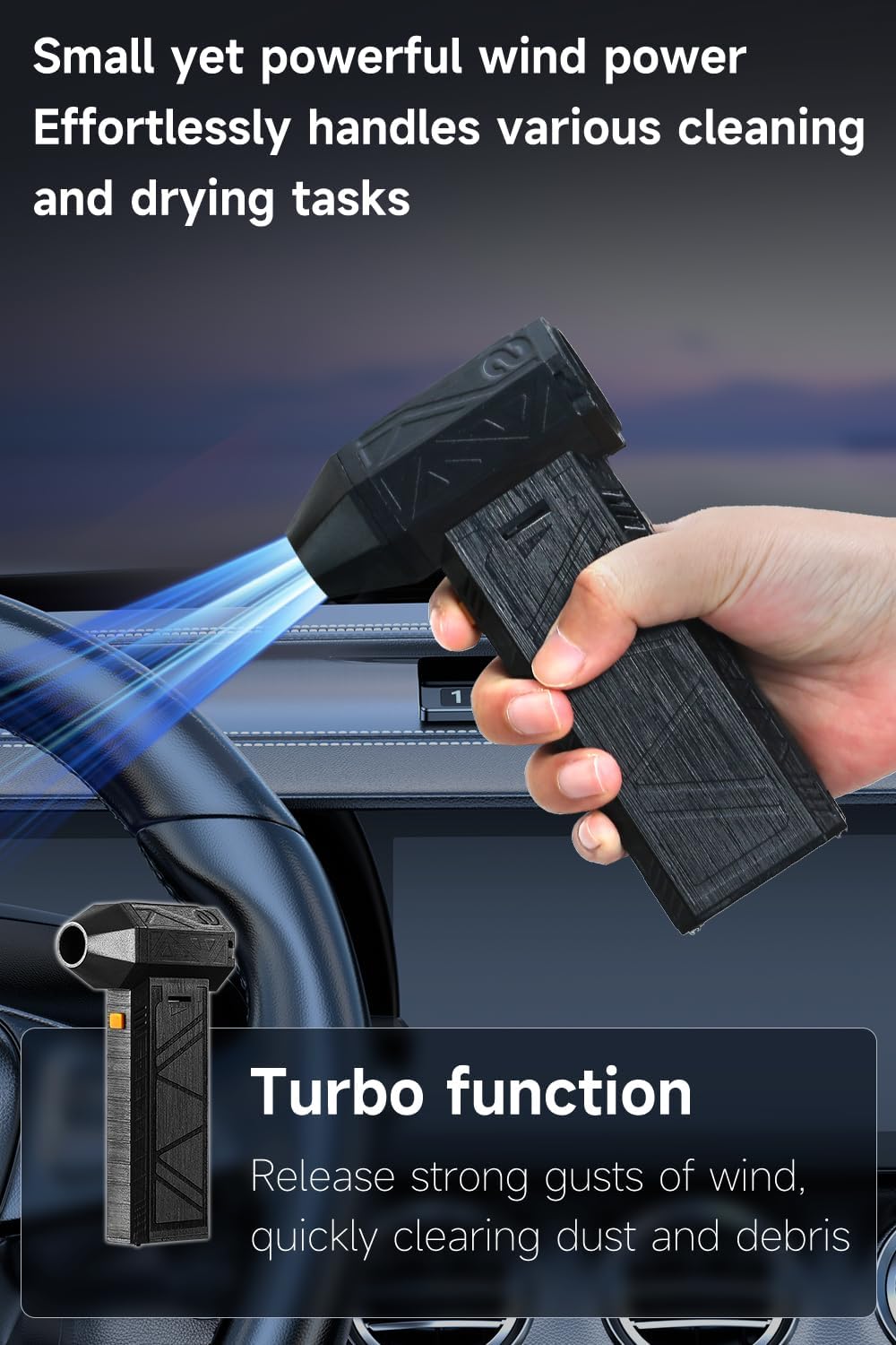 130000RPM Cordless Electric Air Duster & Handheld Snow Blower, Pure Copper Motor Turbo Jet Fan, Type-C Rechargeable Adjustable Gears Portable Blower, for Snow, Dust, Debris, Pet Hair, Leaf Removal & Car Drying, PC Car Home Garden Cleaning, Gifts for Men