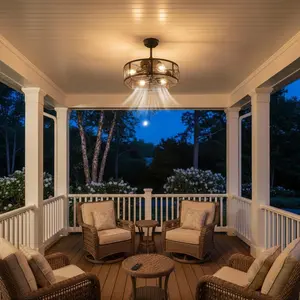 20″ Boho Fandelier Caged Ceiling Fan with Light, Bladeless Flush Mount Fan with Remote, 6-Speed Reversible with 1/2/4 Hour Timer, Quiet Farmhouse Fan Lights for Bedroom, Kitchen, Outdoor, Black