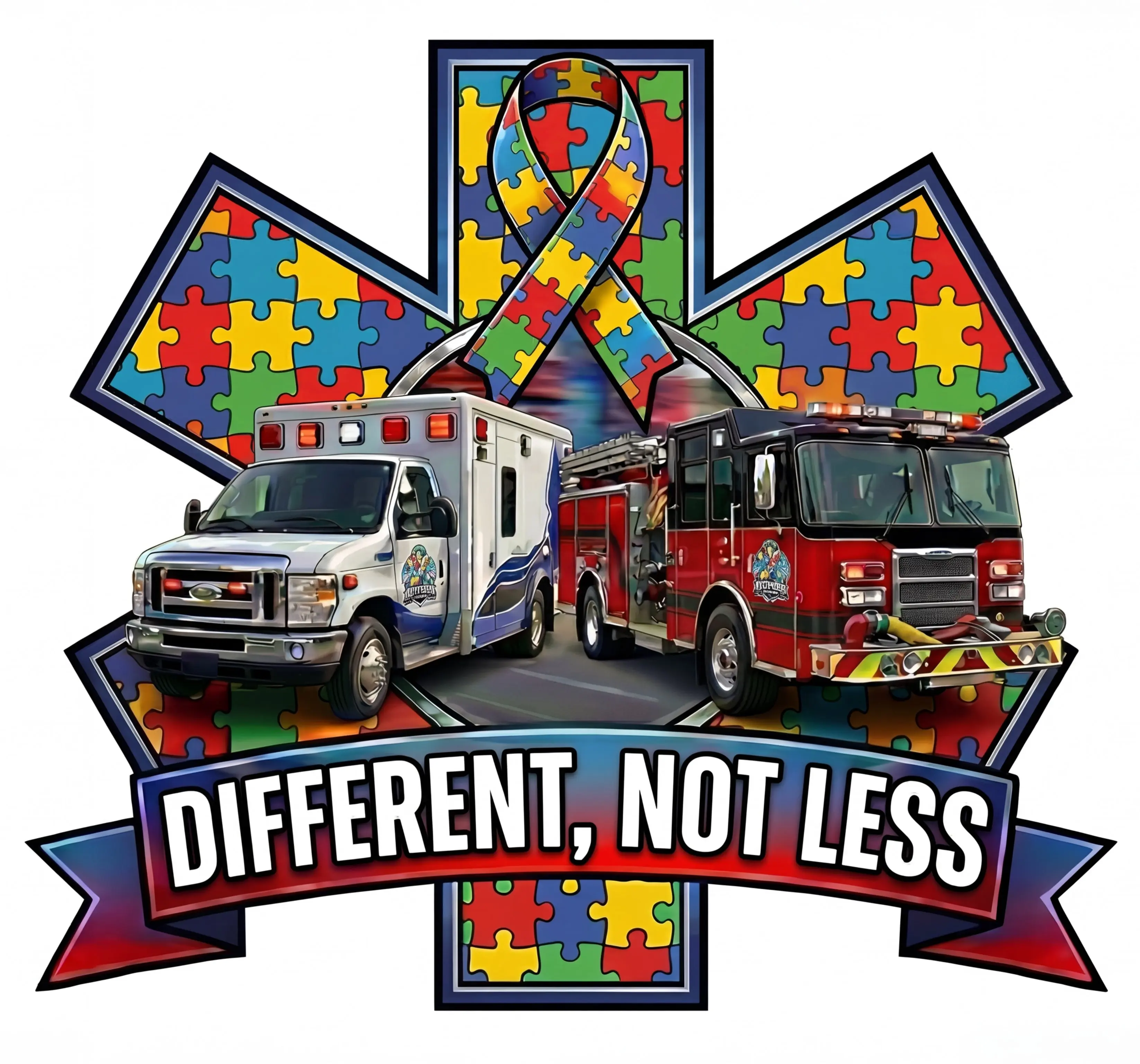 Different Not Less Autism Support EMS Star Window or Helmet Decal