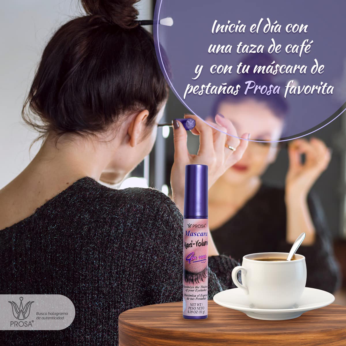 Prosa 4 in 1, (3 Pack) Mascara Maxi Volumen with Micro Fibras, Professional Black,(1) 4 in 1 Eyelash Makeup Volumizing Water Proof Cosmetic