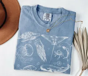 Comfort Colors Sea Animals 90s Vintage Style Tshirt, Retro Y2k Ocean, Sealife, Whale, Orca, Turtle, Dolphin Tee